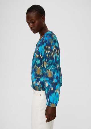 s.Oliver Chiffonbluse mit Allover-Print - navy