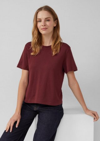 s.Oliver Verkürztes T-Shirt aus Interlockjersey - bordeaux