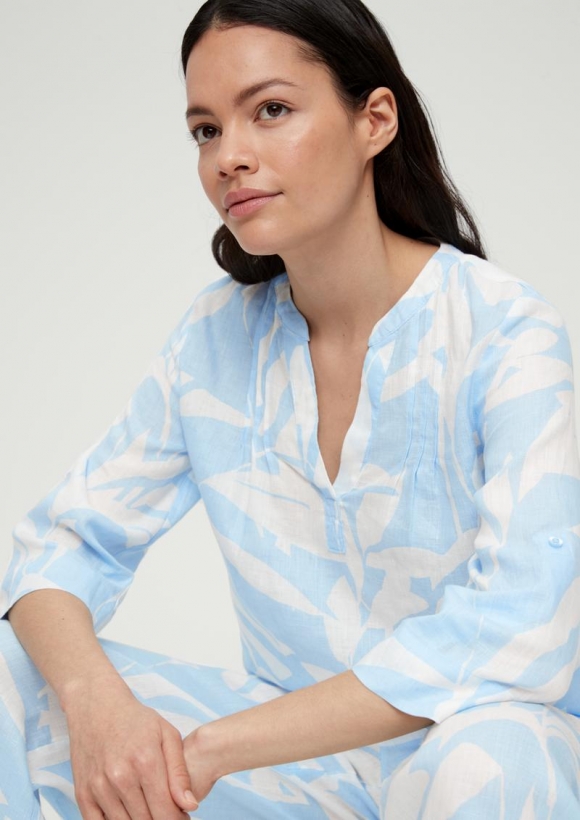 s.Oliver Leinenbluse mit Pintucks - hellblau