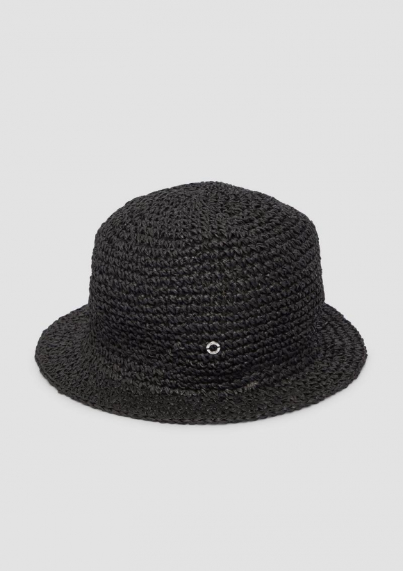 s.Oliver Hut aus Raffia mit Logo-Ring - schwarz