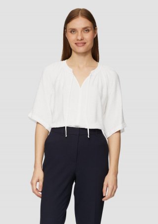 s.Oliver Strukturierte Bluse im O-Shape mit Raffdetails - creme