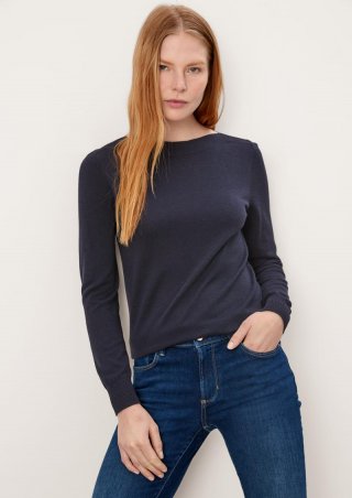 s.Oliver Pullover mit U-Boot-Ausschnitt - navy