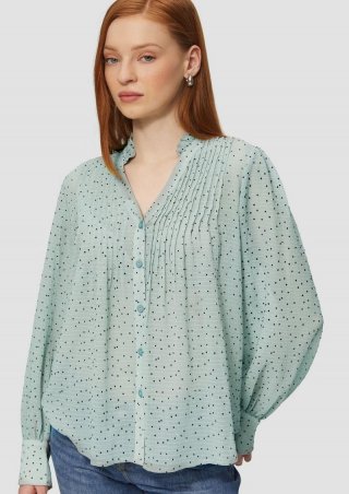 s.Oliver Strukturierte Chiffonbluse mit Punktemuster - salbeigrün
