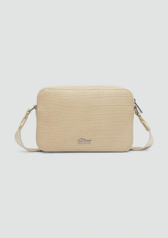 s.Oliver Kunstleder-Tasche in Reptilleder-Optik - sandstein
