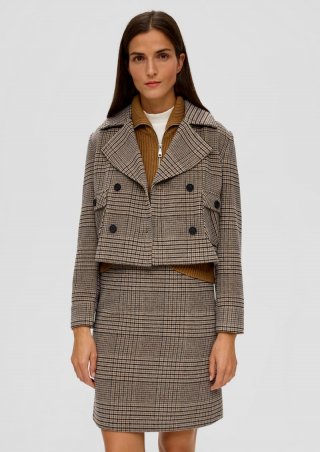 s.Oliver Cropped Blazer aus Wollmix - schwarz