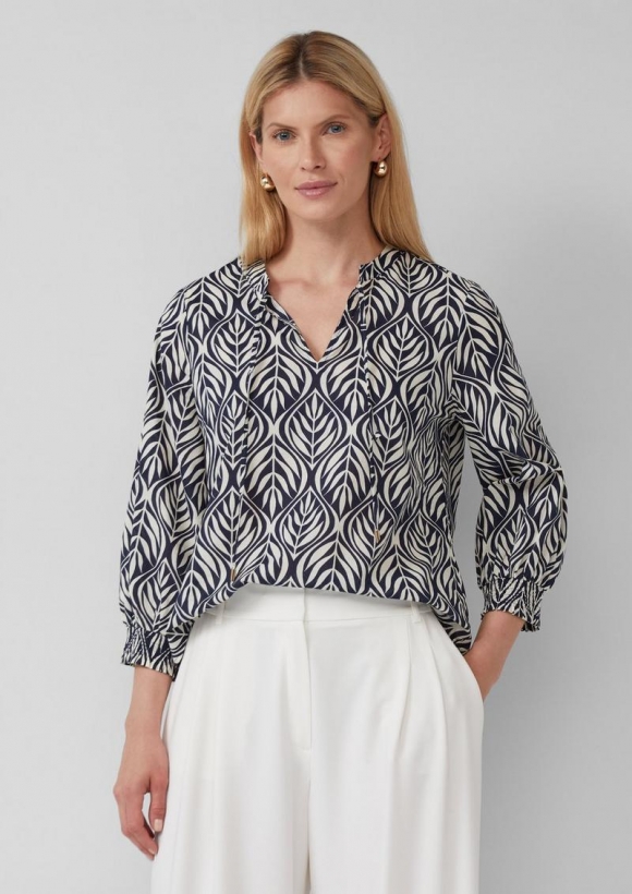 s.Oliver Tunikabluse mit 3/4-Ärmeln und All-over-Print - navy