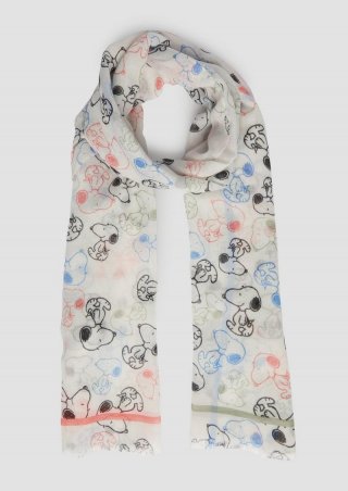 s.Oliver Schal mit Snoopy® All-over-Print - ecru