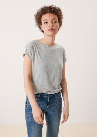 s.Oliver Loose-Fit-Shirt im Lyocellmix - grau meliert