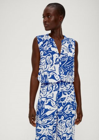 s.Oliver Viskosebluse mit Raffung - royalblau