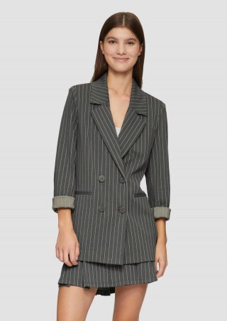 s.Oliver Oversized-Blazer mit Nadelstreifen - grau