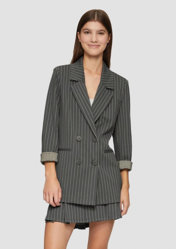 s.Oliver Oversized-Blazer mit Nadelstreifen - grau