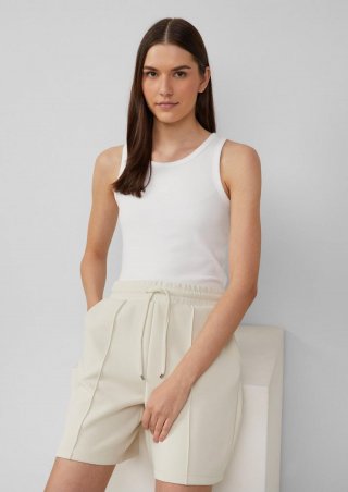 s.Oliver Ripp-Top im Slim Fit mit Stickerei - weiß
