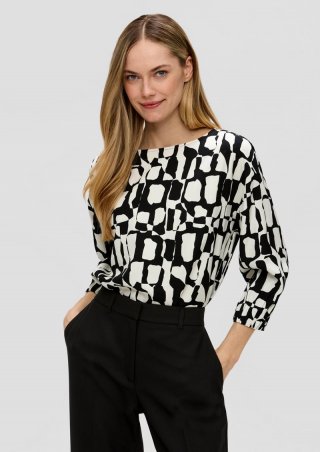 s.Oliver Locker geschnittene Bluse mit 3/4-Arm - weiß
