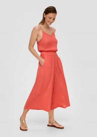 s.Oliver Wide Leg Strand-Jumpsuit aus reiner Viskose - koralle