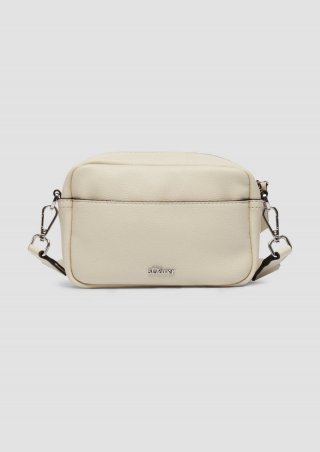 s.Oliver Camera-Bag mit Logo-Schultergurt und Reißverschluss - helles beige