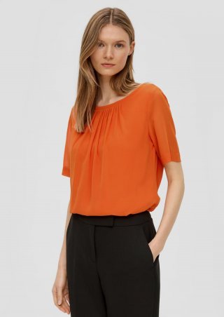 s.Oliver Chiffon-Bluse mit Drapierung - orange