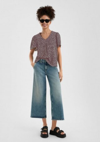 s.Oliver Viskose Bluse mit All-over-Print - aubergine