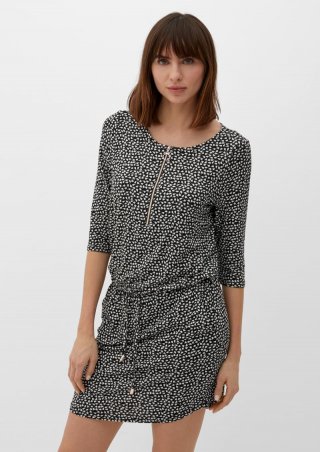 s.Oliver Strandkleid mit Allover-Muster - schwarz