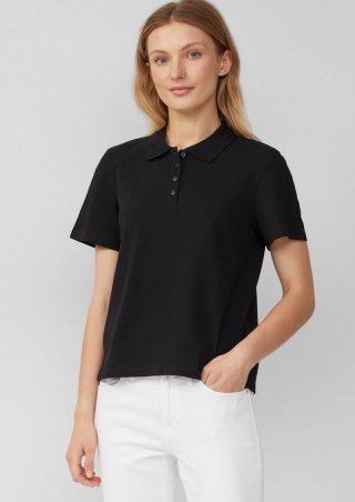 s.Oliver Verkürztes Poloshirt aus Baumwollpiqué - schwarz