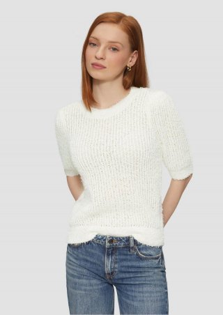 s.Oliver Kurzarmpullover aus Effektgarn - creme