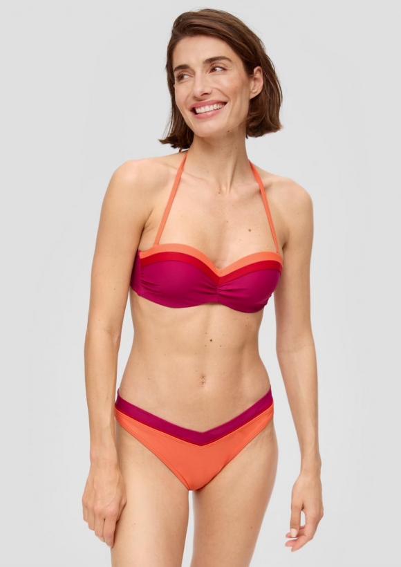s.Oliver Schmal geschnittene Bikinihose mit Colour-Blocking - orange