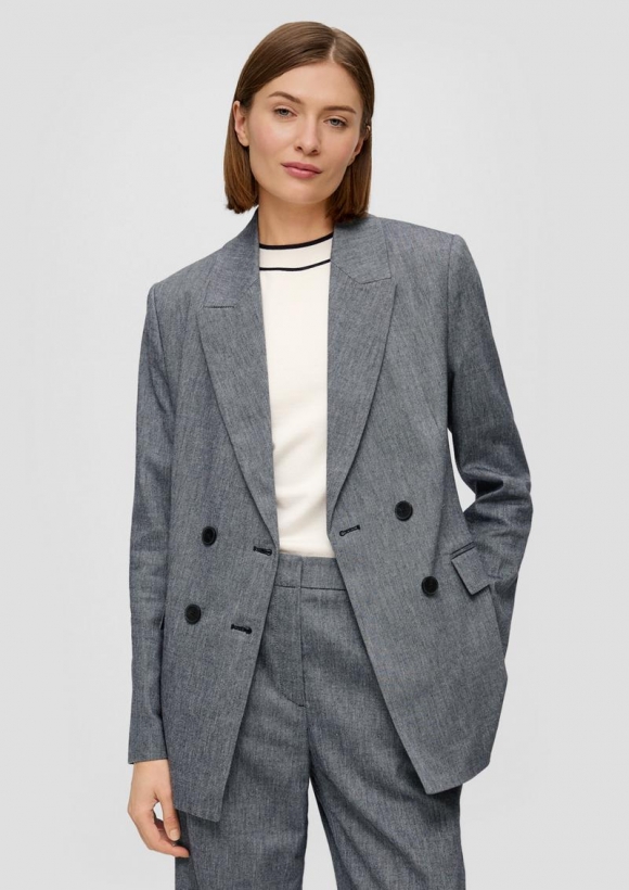 s.Oliver Taillierter Longblazer aus Baumwollmix - navy