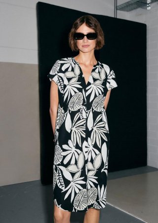 s.Oliver Blusenkleid aus Leinenmix mit Eingrifftaschen - schwarz