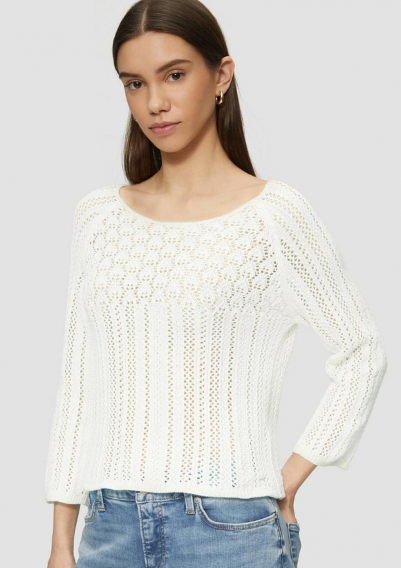 s.Oliver Pullover in Häkeloptik - ecru