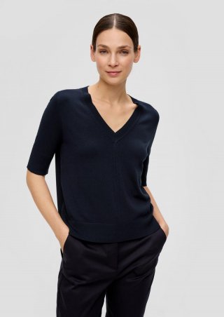 s.Oliver Strickshirt mit Lochmuster - navy