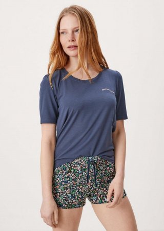 s.Oliver Pyjamashirt mit Stickerei - tiefblau