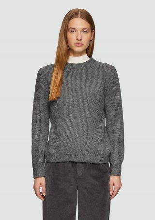 s.Oliver Strickpullover mit Rippdetail und Crew Neck - graphit
