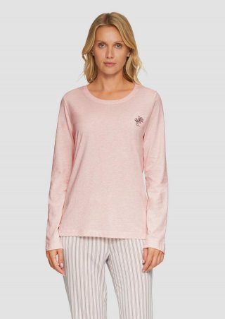 s.Oliver Meliertes Pyjamashirt mit Blumenstickerei - rosa
