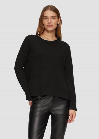 s.Oliver Strickpullover aus Kaschmirmix mit seitlichen Schlitzen - schwarz