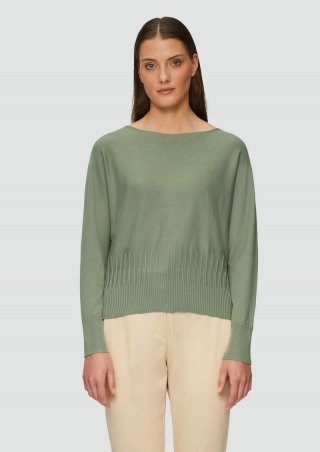 s.Oliver Strickpullover mit Strukturmuster am Saum - salbeigrün