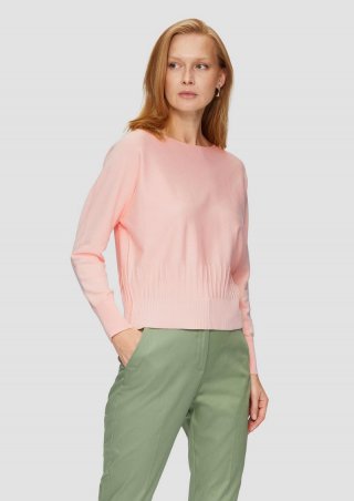 s.Oliver Strickpullover mit Strukturmuster am Saum - rosa
