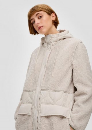 s.Oliver Jacke im Fabricmix mit Teddy-Plüsch - helles beige