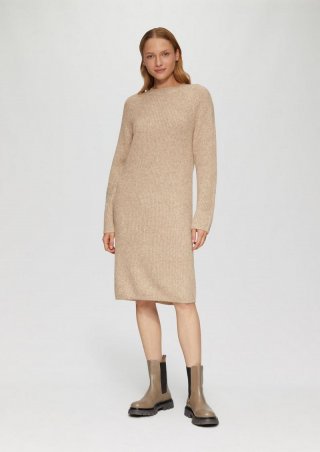 s.Oliver Strickkleid mit Raglanärmeln - hellbraun