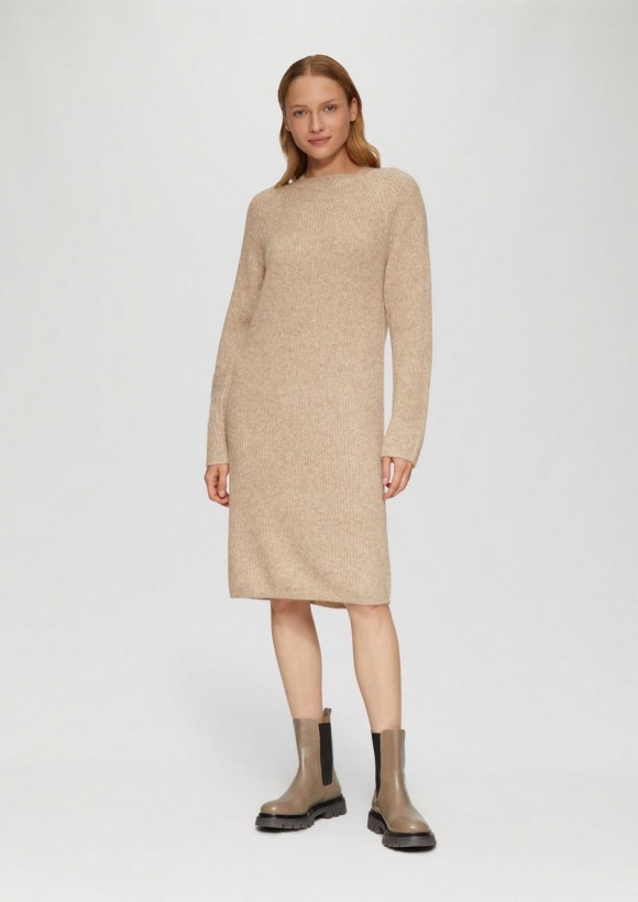 s.Oliver Strickkleid mit Raglanärmeln - hellbraun
