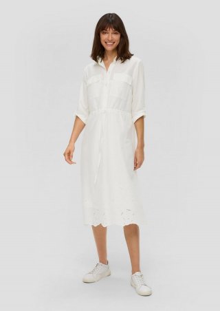s.Oliver Langes Hemdkleid mit Broderie Anglaise - ecru