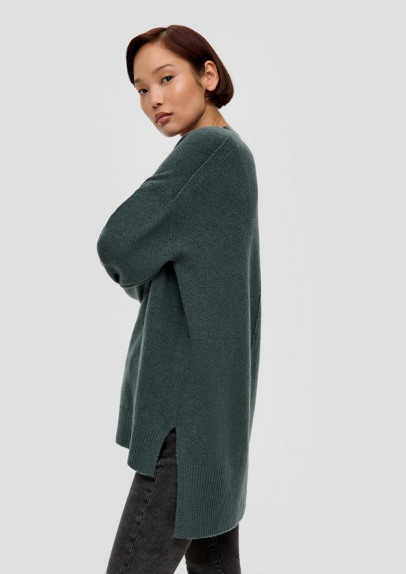 s.Oliver Strickpullover aus Wollmix - olivgrün