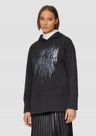 s.Oliver Hoodie mit Pailletten im Relaxed Fit - schwarz