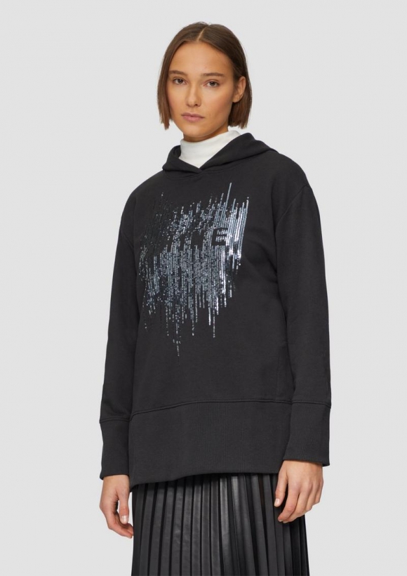 s.Oliver Hoodie mit Pailletten im Relaxed Fit - schwarz