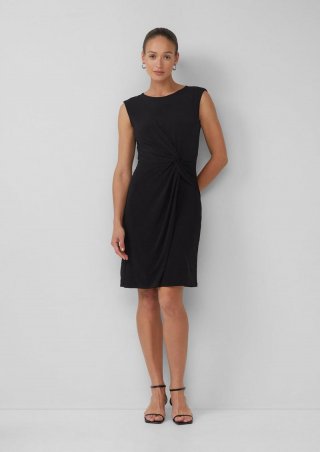 s.Oliver Ärmelloses Jersey-Kleid mit Knoten-Detail und Leo-Print - schwarz