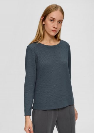 s.Oliver Jacquard-Pullover aus Viskosemix - olivgrün
