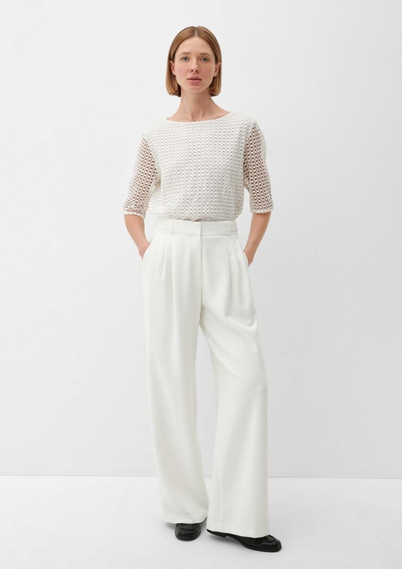 s.Oliver Regular: Hose mit Wide leg - ecru