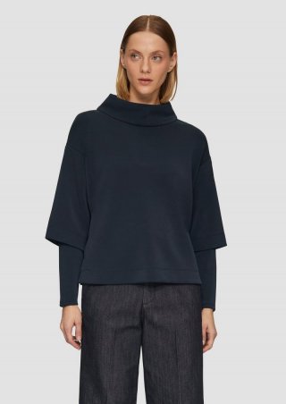 s.Oliver Loose Sweatshirt aus Scuba mit überschnittenen Schultern - navy