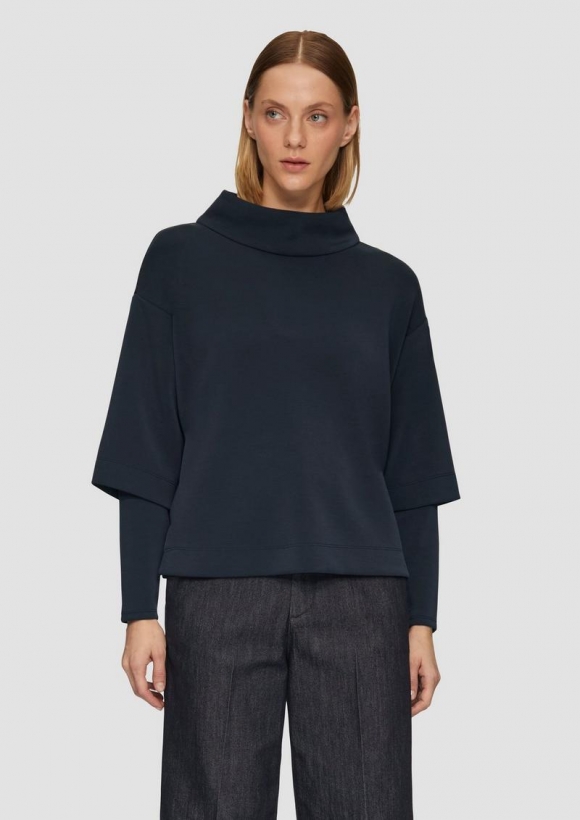 s.Oliver Loose Sweatshirt aus Scuba mit überschnittenen Schultern - navy