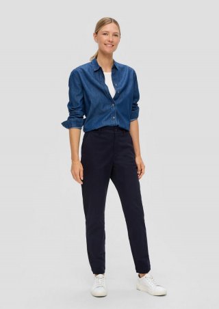 s.Oliver Elastische Hose mit Tapered Leg - navy