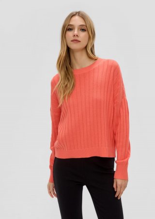 s.Oliver Weicher Strickpullover aus Baumwollmix - orange