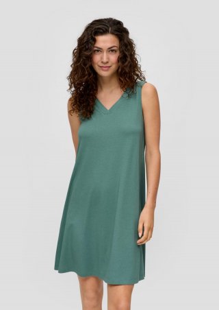 s.Oliver Fließendes Kleid mit gekreuztem Riemen-Detail am Rücken - petrol
